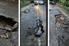 The road has suffered major damage. 
Image: Derbyshire County Council