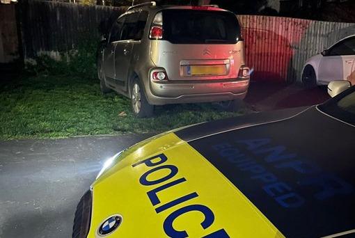 The driver of this car, pictured here in Ilkeston, fled and sent his partner back to claim it was stolen. Police tweeted: "Allegation disproved with minutes and true ID of driver confirmed. "We will see you soon don’t fret!"