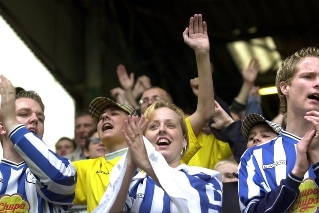 Wednesdayites cheer on their side at Burnley's Turf Moor in April 2003.
