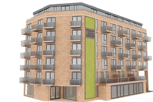 Proposed apartments block that Belmont Projects wants to build at Basil Close, Chesterfield.