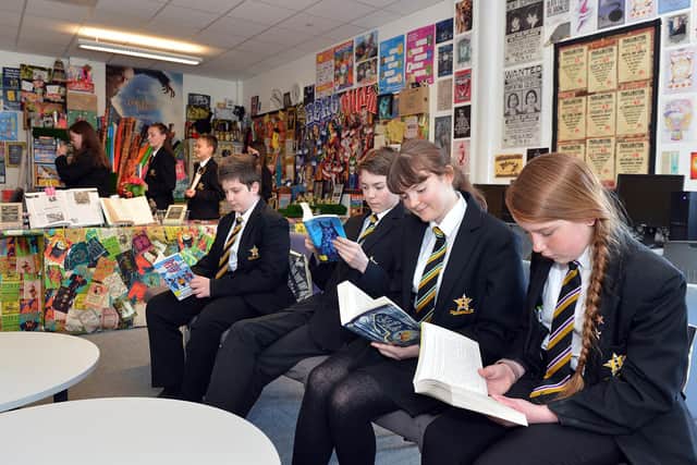 Heritage High School, Clowne. Students reading in the Hive library.