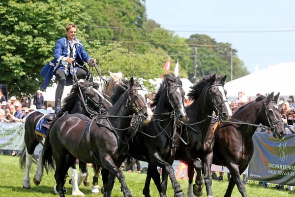 Roman riding as demonstrated by the Atkinson Action Horses display team show, who will be among the entertainment at Chatsworth County Fair (photo: Southern News & Pictures)