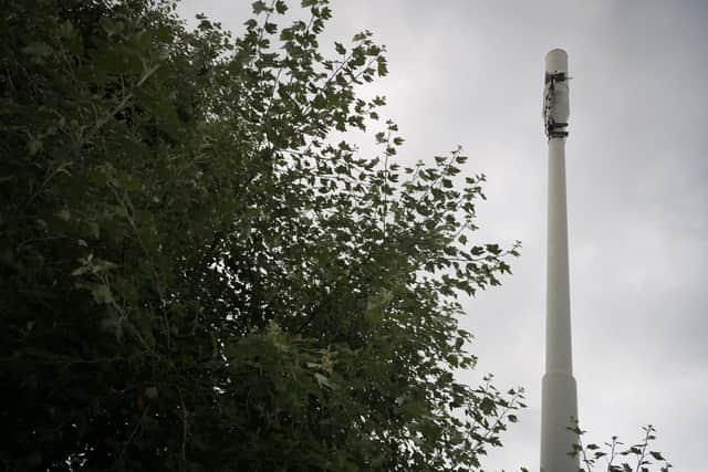 A mobile phone telecommunications mast is seen on July 14, 2020. Photo by Leon Neal/Getty Images.