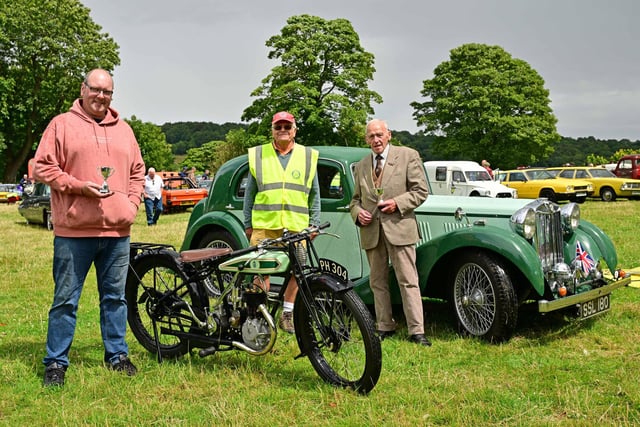 Raymond Price won the best car award for his 1938 MG VA and Luke Soresby with the best bike award for his 1927 Triumph model W.