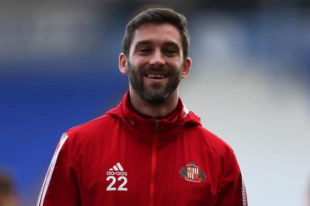 BIRMINGHAM, ENGLAND - MARCH 01: Will Grigg of Sunderland reacts during a pitch inspection ahead of the Sky Bet League One match between Coventry City and Sunderland at St Andrews (stadium) on March 01, 2020 in Birmingham, England. (Photo by Lewis Storey/Getty Images)