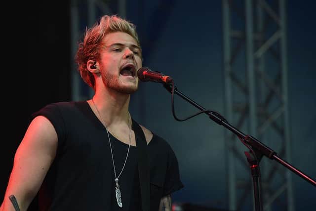 Chesterfield-born bassist Ryan Fletcher on stage with Lawson during the 2015 V Festival in Chelmsford.