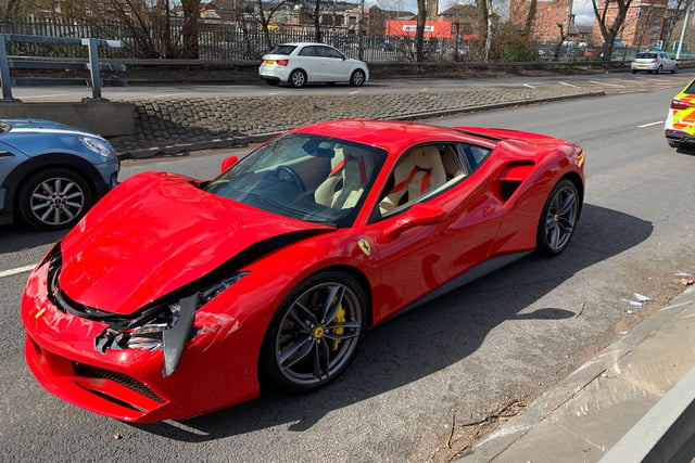 DRPU assured this wasn't an April Fool's joke, and tweeted: "Derby. 1st April. Driver bought a Ferrari this morning and crashed it after driving it less than 2 miles. No injuries. #DriveToArrive"