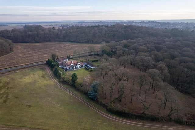 This spectacular aerial shot underlines how secluded and private Freshfields is, surrounded by acres of countryside and woodland.