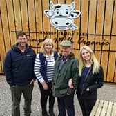 Bob and Judy Dilks with their son Ross Dilks and daughter Charlotte Kirkland outside the new farm shop.