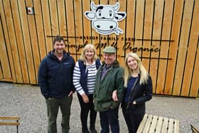 Bob and Judy Dilks with their son Ross Dilks and daughter Charlotte Kirkland outside the new farm shop.