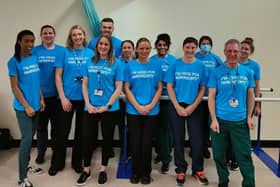 Laura Wright (fourth from left), who is Chesterfield & NE Derbyshire Neuro Therapy Team lead, and Becky Mead (fifth from the left), physiotherapist, have organised the charity fundraiser and will be doing most of the running.They are pictured with Derbyshire Community Health Trust colleagues who will be joining them on April 30.