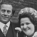 Maureen Gilbert with husband Jack Gilbert on their wedding day, 1975.