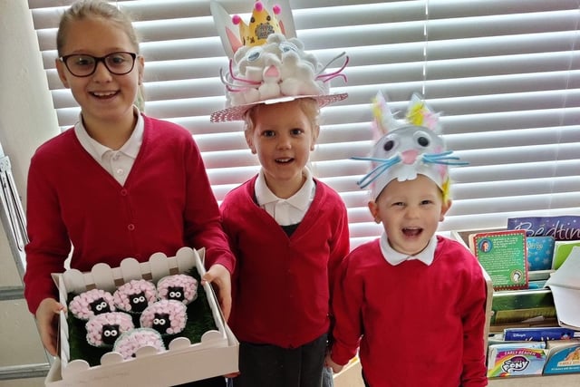 Lily, 9, is pictured here with her Easter buns, Holly, 5, with her bunny bonnet and Sammy, 3, with his bunny bonnet. Great job guys!
Pictured submitted by Natalie Jay