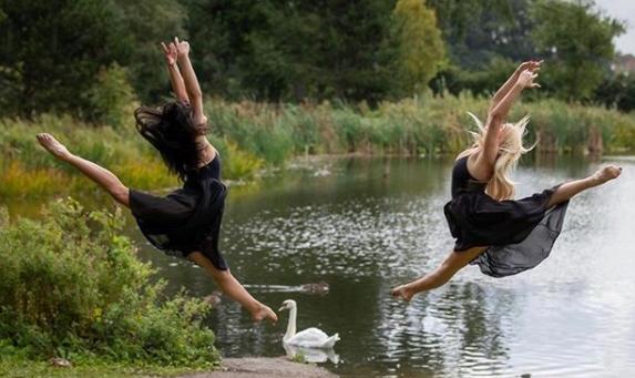 Ballerinas dancing near Cusworth Lake - taken by @atmospheric_images