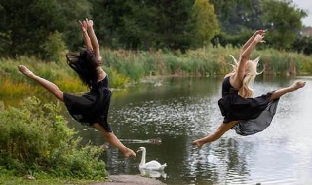 Ballerinas dancing near Cusworth Lake - taken by @atmospheric_images