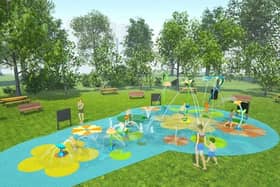 Design option one for the new splash pad is said to be inspired by the Hall Leys Park boating lake. (Image: Derbyshire Dales District Council/Vortex)