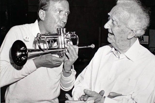 Roy Castle and Harry Mortimer are pictured here at the Britannia brass concert in Alfreton back in 1989.