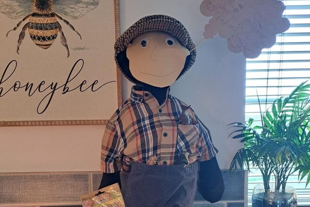 This is a cute little scarecrow.
