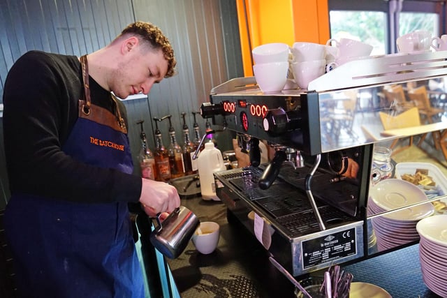 Fletcher Roe serving up some delicious coffee from Forge Coffee Roasters in Sheffield.