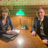 North East Derbyshire MP Lee Rowley meets with the new Minister for Rail, Wendy Morton, to discuss the Barrow Hill line proposal. Image: Lee Rowley, via Facebook.