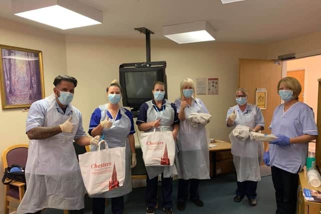 Chesterfield Royal Hospital staff enjoy a delivery from Chesters.