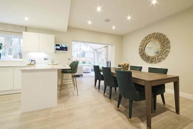 The kitchen and family room inside the Knightsbridge II show home, which is on the market for £749.