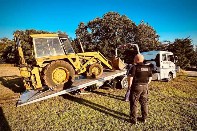 Police seized the digger - three years after it was first reported stolen