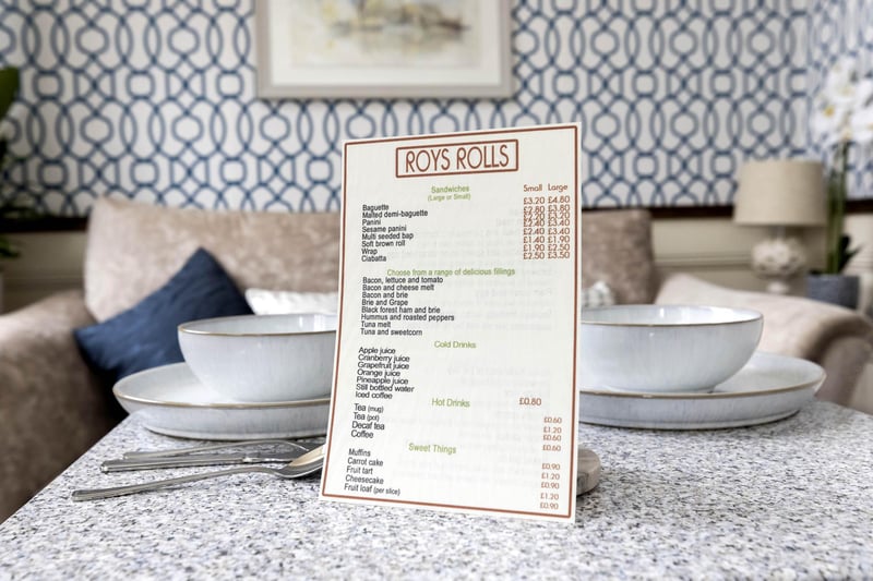 A menu from Roy's Rolls on the set of Coronation Street. Picture: Fabio De Paola/PA Wire