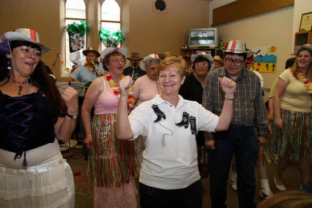 Line dancing at Boldon Lane Community Centre where dancers combined the fun with a Hawaiian day in 2006. Remember this?