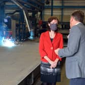 Shadow chancellor Anneliese Dodds talks to with Nick Catt MD at Weightron in Chesterfield
