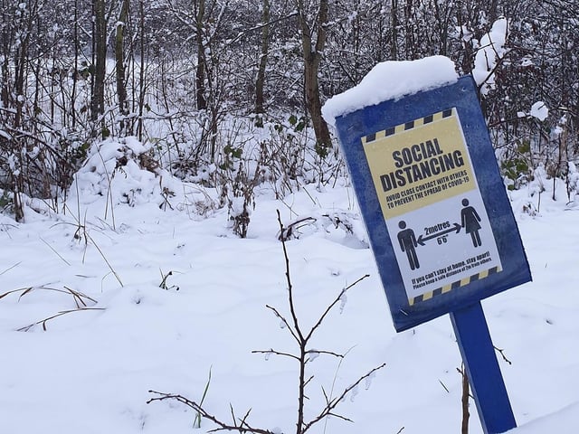 Winner: Vikki Williams. For capturing the theme 'lockdown' with this social distancing sign in the snow.