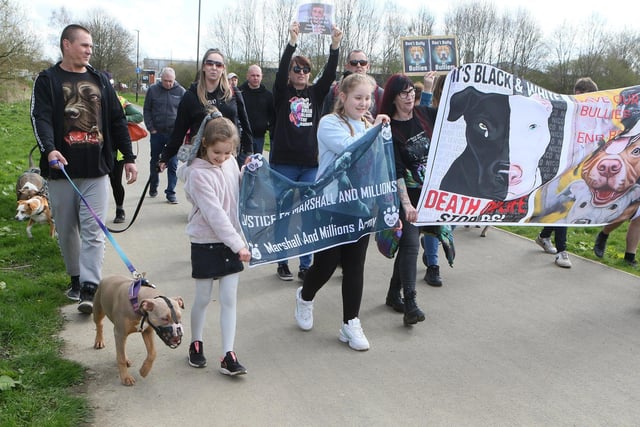 The march attracted campaigners of all ages and owners of various breeds of dogs.