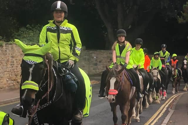 Horse riders gathered at an event in Dronfield to promote road safety and encourage drivers to be more patient.