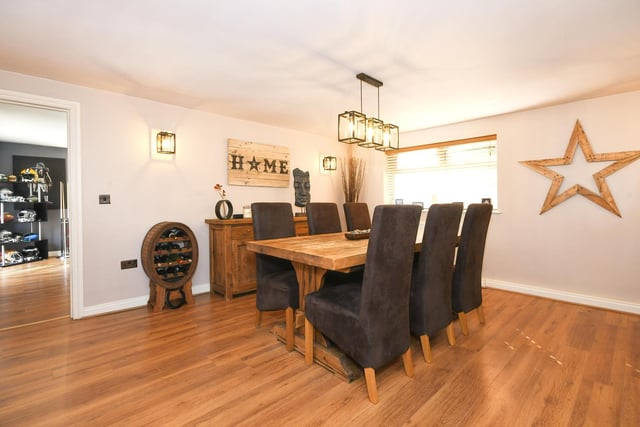 The spacious dining room offers an area for entertaining.