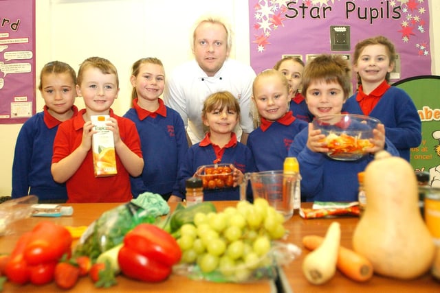 Celebrity chef Mark Earnden was at Stranton Primary School for the launch of a healthy eating initiative in 2008.