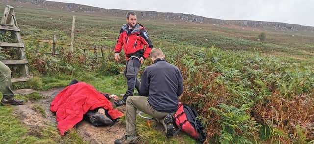 Edale Mountain Rescue helped the climber who had fallen in the High Neb area of Stanage yesterday evening