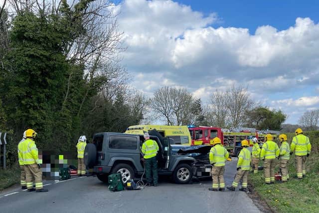 Derbyshire Dales Response Unit shared these images following the head-on crash in Cross O’ Th’ Hands, Derbyshire (picture: Derbyshire Dales Response Unit)