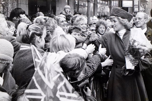 Princess Diana meets the crowds in Belper in 1987.