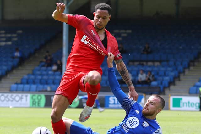 Chesterfield's matchwinner Nathan Tyson in action against Halifax. Picture: Tina Jenner.