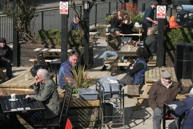 Drinkers flocked to beer gardens for a pint or two.
