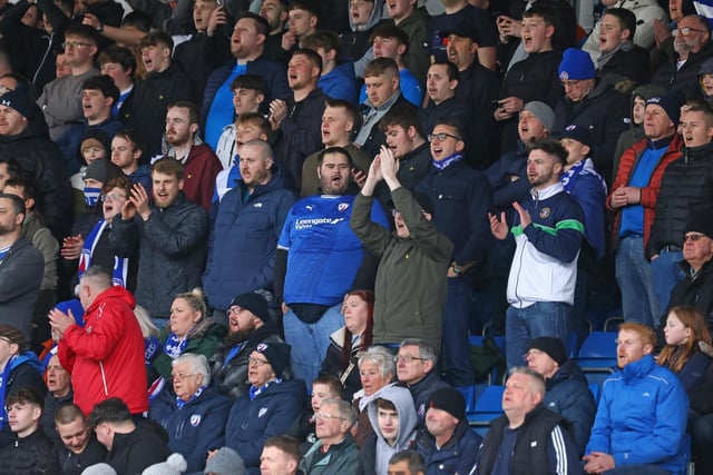 Chesterfield fans at the promotion-winning victory over Borehamwood.