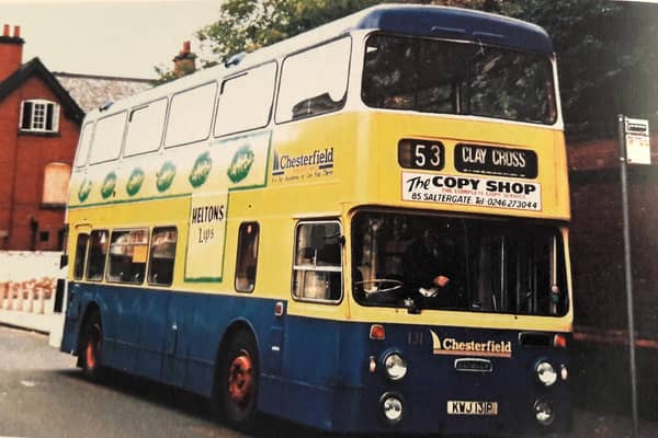 A Chesterfield Transport double decker bus on Vicar Lane Chesterfield now a pedestrian only zone.
