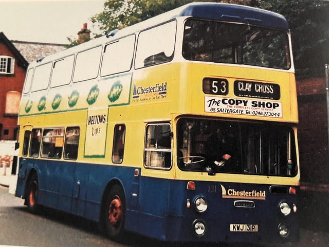 A Chesterfield Transport double decker bus on Vicar Lane Chesterfield now a pedestrian only zone.