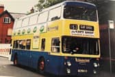 A Chesterfield Transport double decker bus on Vicar Lane Chesterfield now a pedestrian only zone.
