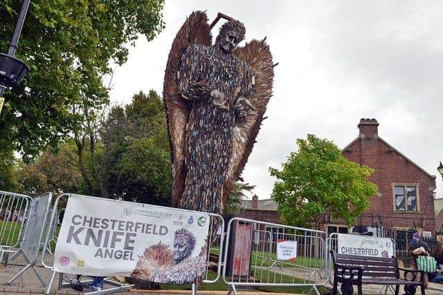 The Knife Angel in Chesterfield. Picture by Brian Eyre.