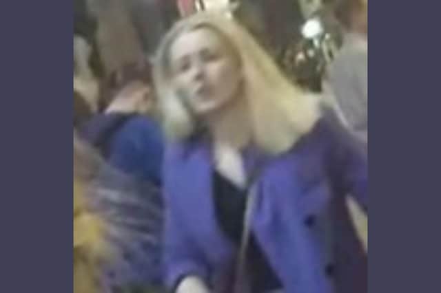 Officers have now released an image of a woman who they would like to speak to. She is described as white, petite and with shoulder length blonde hair. She was wearing purple clothing on the night when the incident happened.