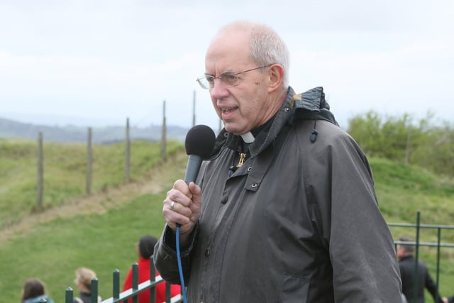The Archbishop of Canterbury leads prayers at Crich Stand