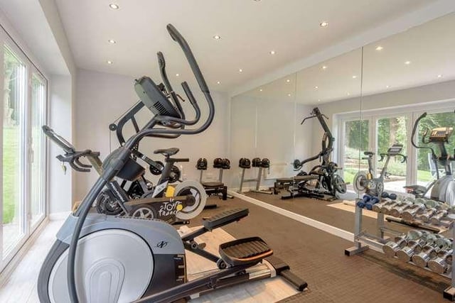 The current owners have created an impressive home gym.