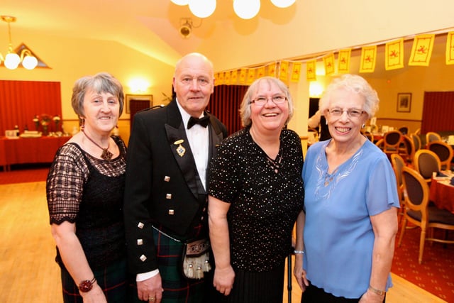 Nancy and Harry Sheach and Barbara Plumb and Pat Harrison at the Doncaster Caledonian Society's annual Burns Night celebration in 2010