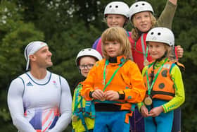 Children were able to get out on the water and learn from the best as Team GB members showed them how to kayak.